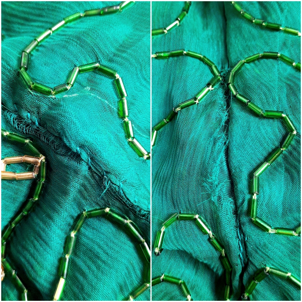 Vintage Lawrence Kazar 1X Beaded Silk Holiday Dress - Picture 14 of 15